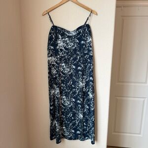 Abercrombie & Fitch A&F Blue Luxe Crepe High-Slit Midi Dress  Size Large